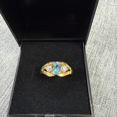 18ct yellow gold ring blue - ring,