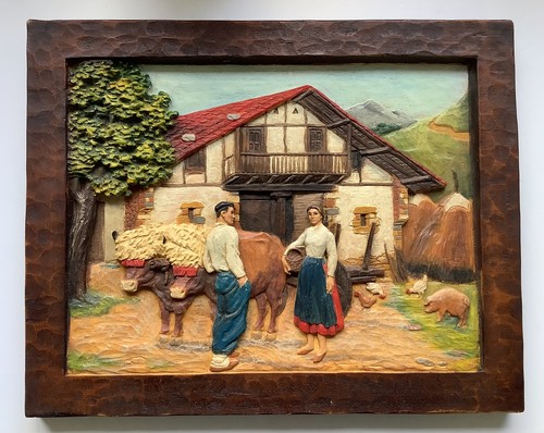 Vintage basque wooden plaque - vintage,