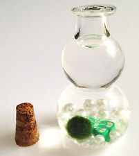 Baby Marimo Lucky Plant Moss Ball Glass Bottle  Faux Pearls Green Fimo Butterfly