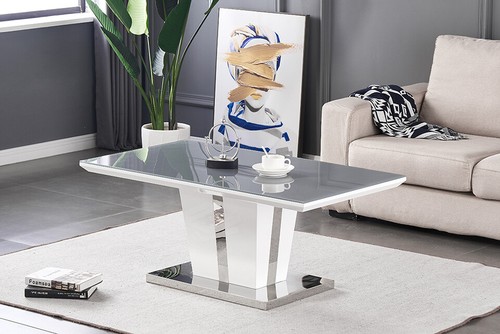 Coffee table white high gloss - white,