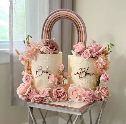 Macrame rainbow cake topper - macrame,