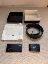 Mont Blanc 118438 Reversible Black/Blue Leather Belt 35mm