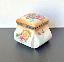 Vtg Hinged Porcelain Floral