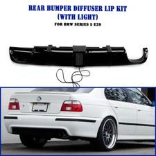 Gloss Black Rear Bumper Lower Diffuser Lip For BMW E39 M Sport 1998-03 W/ Light