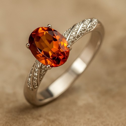 Golden citrine diamond - citrine, 925