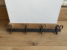 Vintage French Wrought Iron Coat Rack Hat Hooks