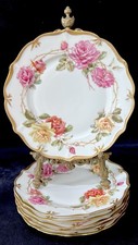 Antique Fabrique Limoges For Ovington Bros. New York Floral 6 X 8.6” Plate Set