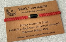 Black Tourmaline Macrame Bracelet Crystal Gemstone Healing Bracelet 8th Annivers