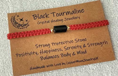 Black tourmaline macrame - black,