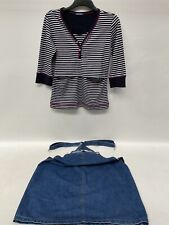 Maternity Denim Dungaree Skirt & Striped   JoJo Maman Bebe & TU Size 14