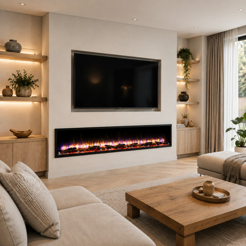 Media wall inset electric fire - wall,