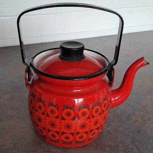 Vintage enamel orange red - vintage,