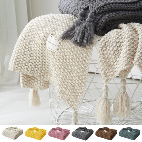 Luxury knitted tassel blanket - knitted,