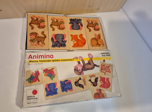 Vintage wooden animal dominoes - wooden,