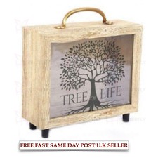 Wooden Money Box Frame Glass Coins Notes Savings Piggy Bank Ceramic Travel Fund