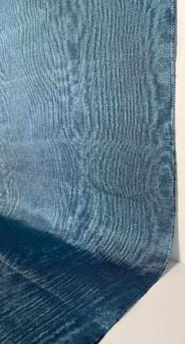 Blue silk moire - fabric,, luxury