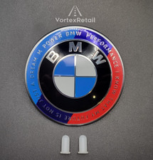 74mm 50th YEAR BOOT TRUNK EMBLEM BADGE & GROMMETS HERITAGE F22 23 E46 E90 BMW