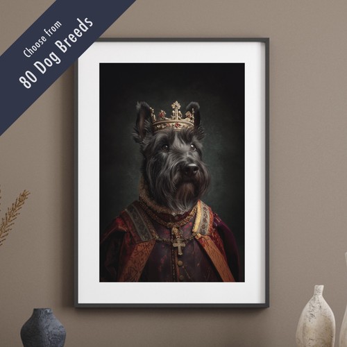 Royal dog portrait print - dog,
