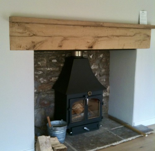 Hand crafted oak mantel beam - crafted,