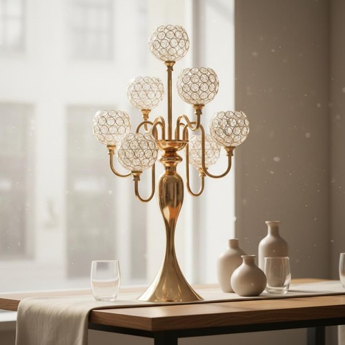 Luxury crystal ball candelabra - crystal,