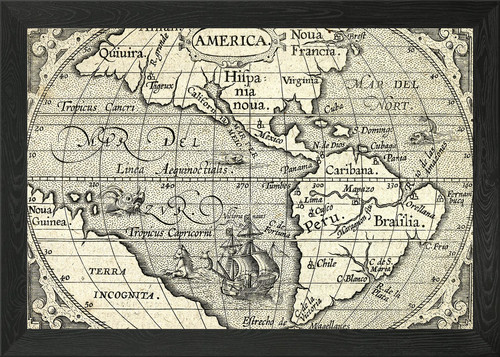 America old map framed wall - old,