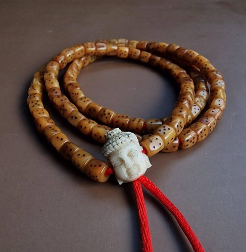 Antique tibetan yak bone mala - bone,
