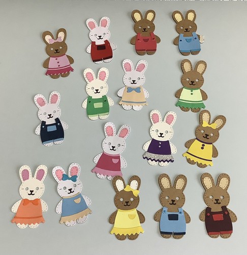 Rabbits die cut - 6x, die-cut