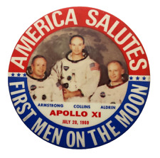 Old Vintage Apollo 11 Moon Landing 1969 Giant 8cm Astronaut Metal Pinback Badge