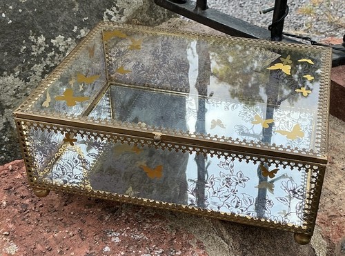 Vintage brass glass display - brass,