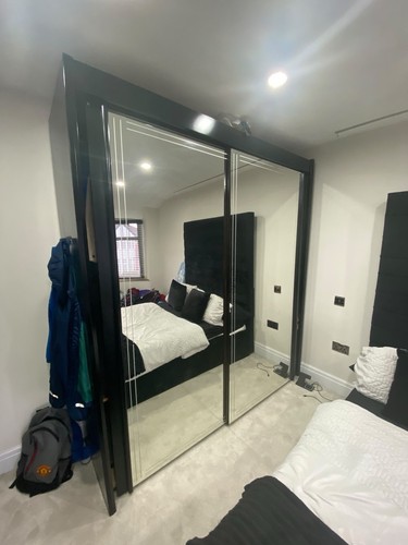 Black door sliding mirrored - door,