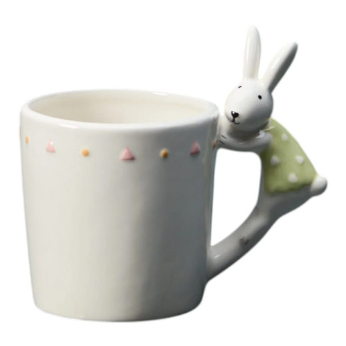 White ceramic rabbit mugs - white,