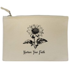 'Nurture Your Faith Daisy Flower' Canvas Clutch Bag (CL00040081)
