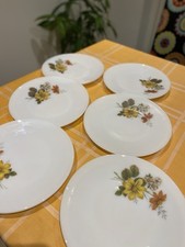 6 PYREX AUTUMN GOLD GLORY ROUND DINNER PLATES 10” EXCELLENT CONDITION