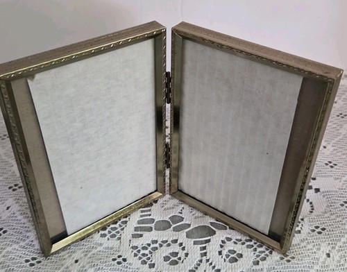 Vtg brass double frame ornate - vtg,