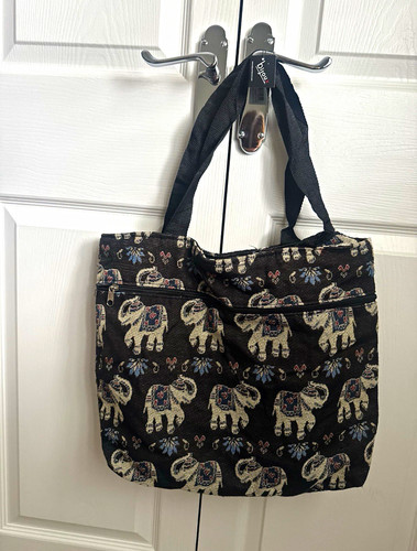 Jigsaw black elephant tapestry - black,