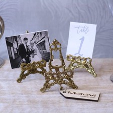 Saramati Set of 3 Mini Antique Easels Gold Brass Detailing Wedding Table Gift