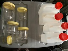 4 SMALL WATER OR OTHERS PLASTIC BOTTLES+5 JARS GOOD CONDITION,PLEASE SEE DETAILS