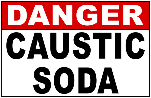 Danger caustic soda sign - danger, size