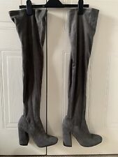 Grey high heel mid thigh high over the knee boots size 6 New Look