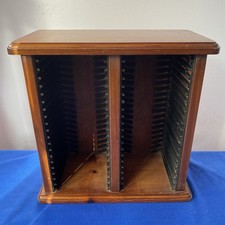 Wooden CD Storage Unit Wood Tabletop Vintage Compact Disc Rack Holds 40 CDs