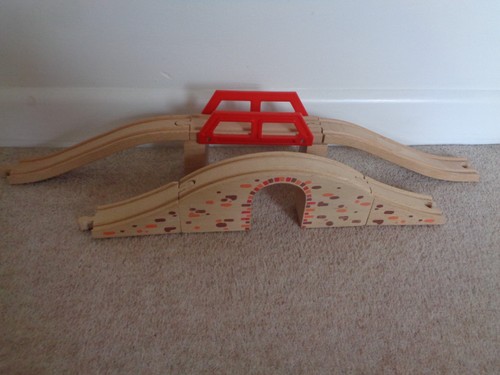 Wooden train track bridges - train,
