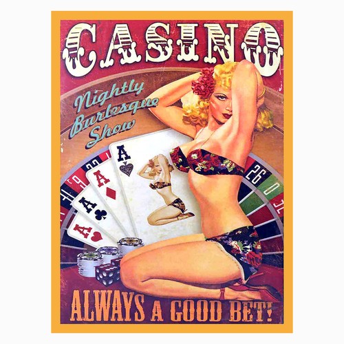 Casino retro metal tin sign - casino,
