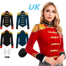 UK Womens Halloween Circus Ringmaster Cosplay Costume Showman Stage Show Outfits