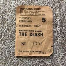 The Clash ticket Top Rank Birmingham 05/02/80 #1792 16 tons tour