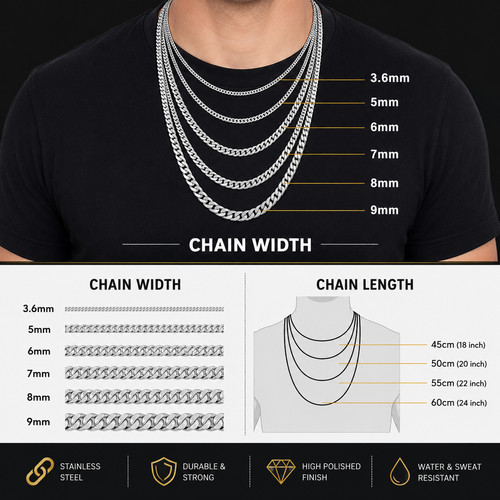 Stainless steel cuban chain - steel,