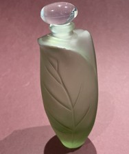  Vintage "NATURE" by Yves Rocher Frosted Green Leaf Perfume Bottle 50ml. Empty.