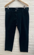 New M&S Collection Cord Trousers UK 14S Cotton Dark Teal Needlecord Casual L28.5