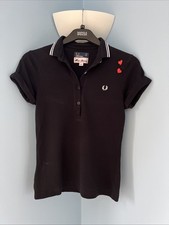 Fred Perry x Amy Winehouse Polo Shirt Heart Motif, Size UK 8 small black