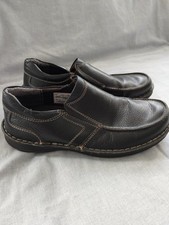 Mens Brown Leather Slip On Shoes By Hush Puppies Size 10 Wide Good Condition