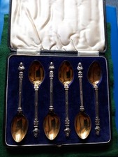 Chester Hallmarked Silver Guilt ~ Tea/Coffee Spoons ~ 1913 ~ 70.8g ~ 11.7cm Long